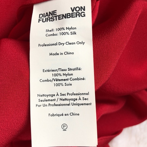 NWOT DVF Red Draped Lace MIDI Length Spaghetti strap and Lace Dress Size 12 - Picture 7 of 8